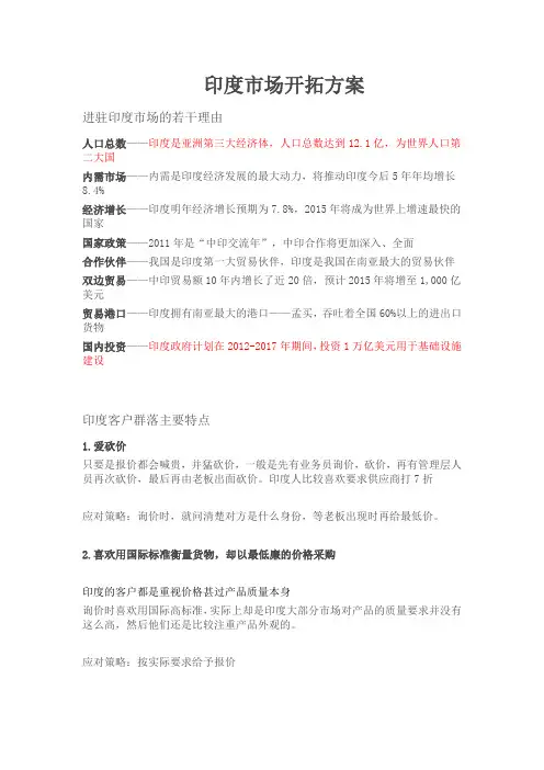 印度市场开拓方案