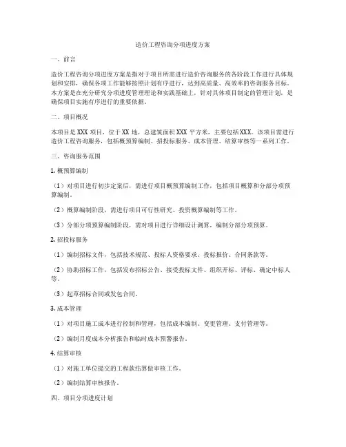 造价工程咨询分项进度方案