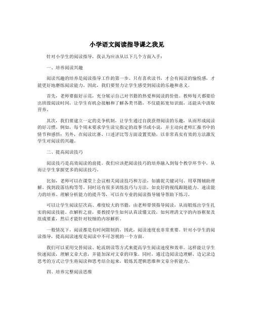 小学语文阅读指导课之我见