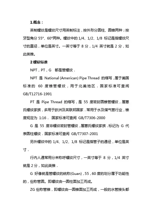 英制螺纹规格直径表