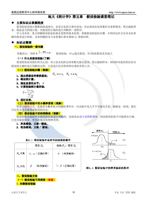 地大《统计学》第五章 课堂笔记