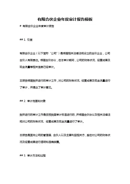 有限合伙企业年度审计报告模板