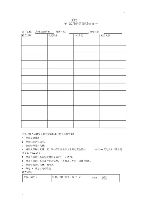 二氧化碳灭火器检查表