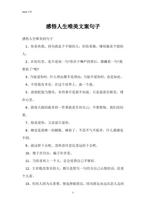 感悟人生唯美文案句子