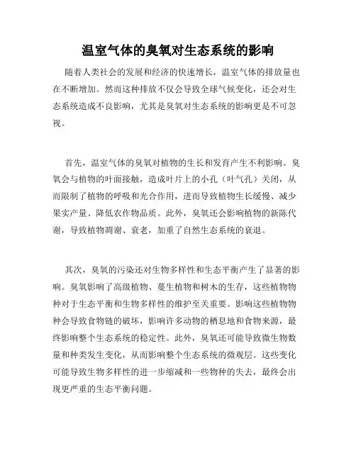 温室气体的臭氧对生态系统的影响