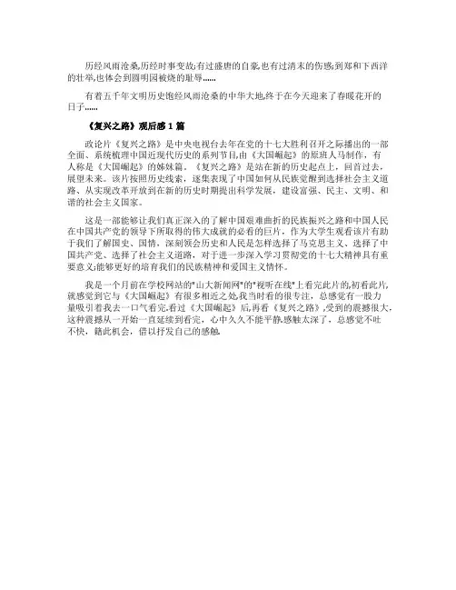 复兴之路观后感2000字