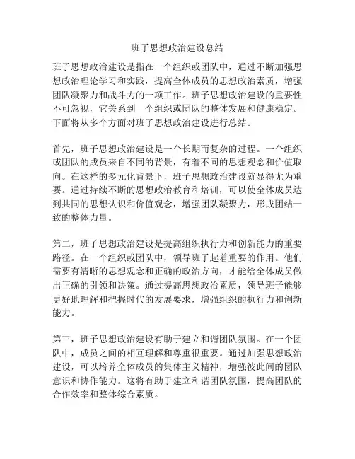 班子思想政治建设总结
