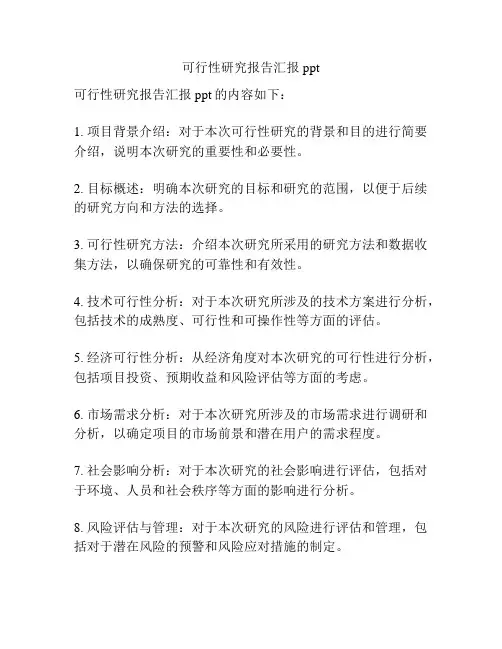 可行性研究报告汇报ppt