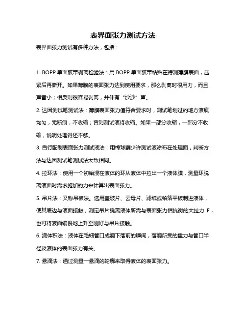表界面张力测试方法