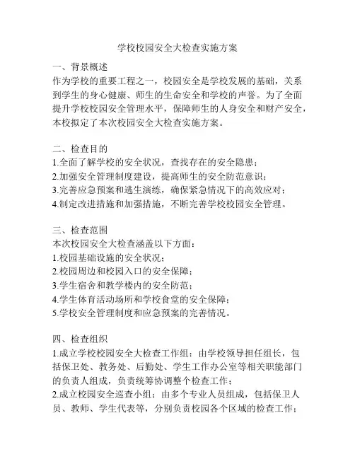 学校校园安全大检查实施方案