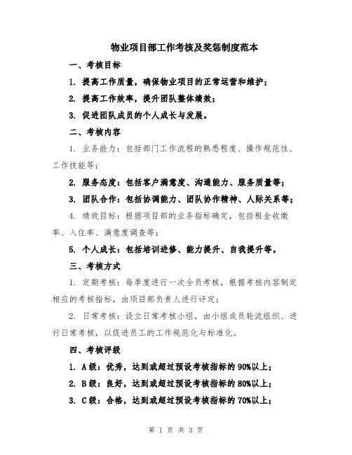 物业项目部工作考核及奖惩制度范本