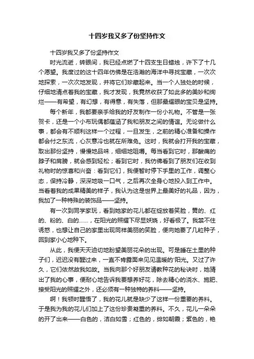 十四岁我又多了份坚持作文