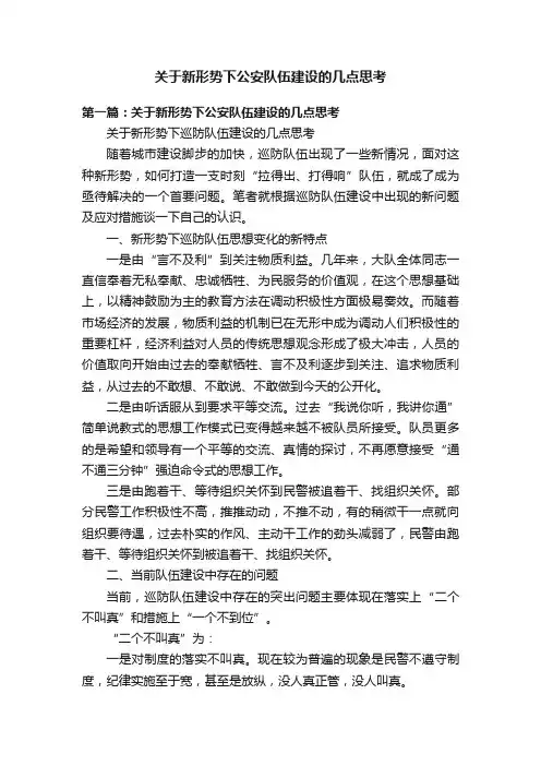 关于新形势下公安队伍建设的几点思考