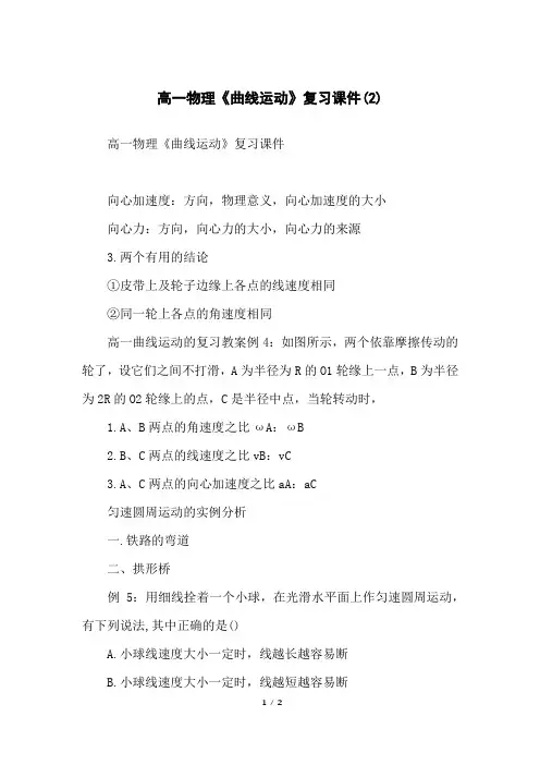 高一物理《曲线运动》复习课件(2)