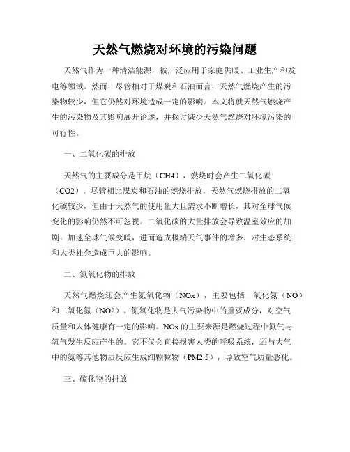 天然气燃烧对环境的污染问题