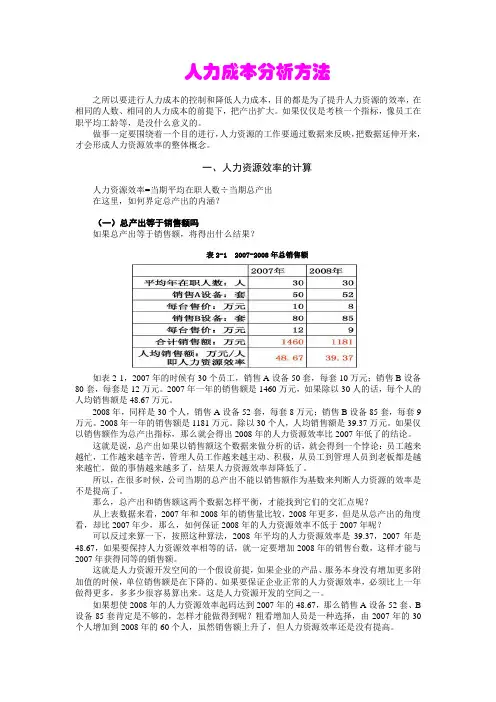 人力成本分析方法