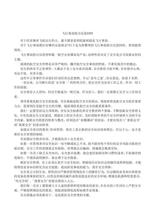 飞行事故检讨反思材料