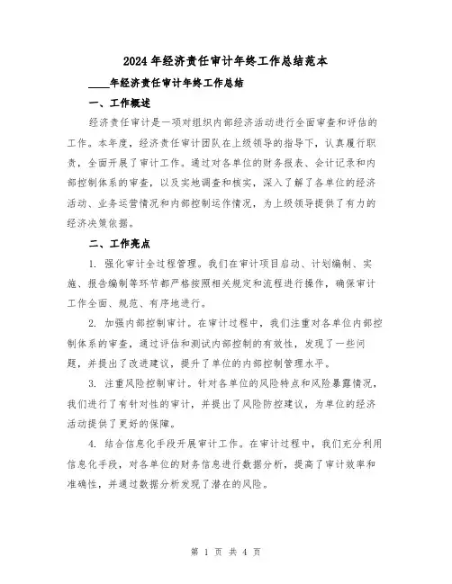 2024年经济责任审计年终工作总结范本（2篇）