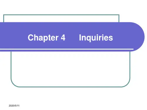 Chapter 4 Inquiries and Requests商务英语写作