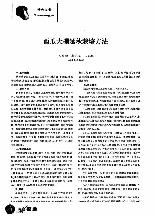 西瓜大棚延秋栽培方法