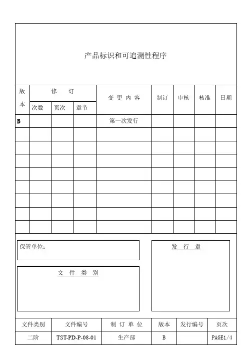 [汽配件ISO9000]产品标识和可追溯性程序(标准范本)