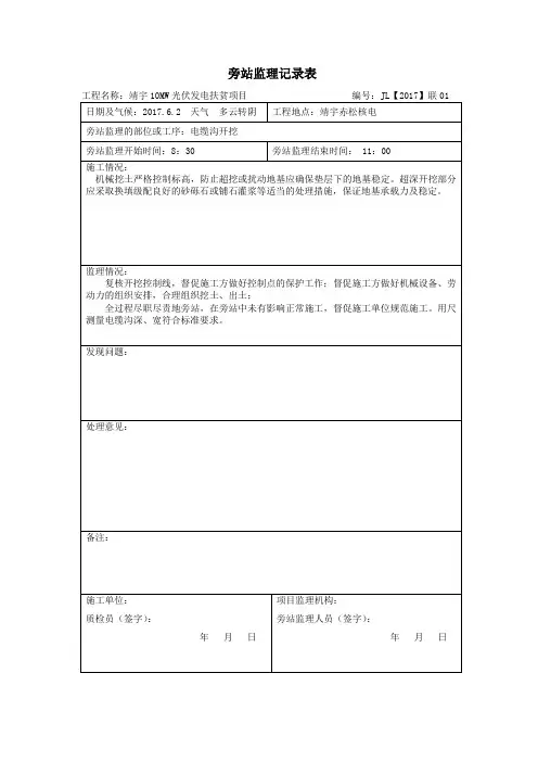旁站监理记录表