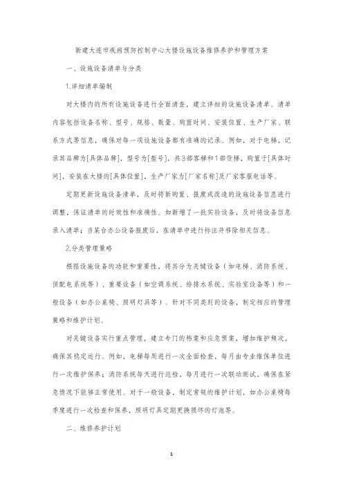 中心大楼设施设备维修养护和管理方案