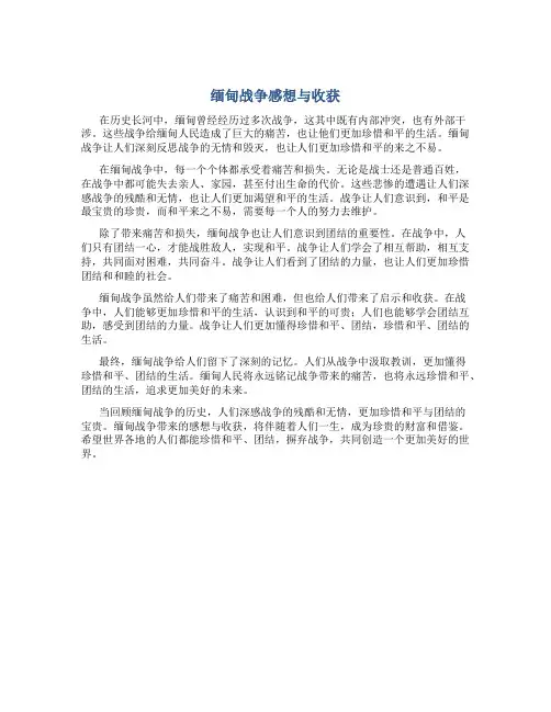 缅甸战争感想与收获
