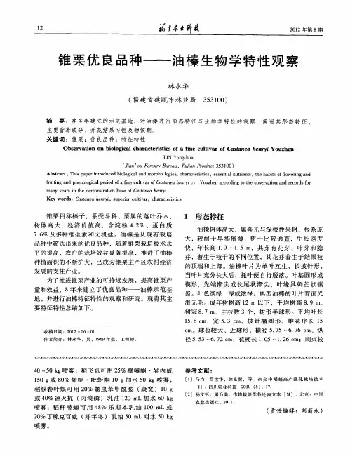 锥栗优良品种——油榛生物学特性观察