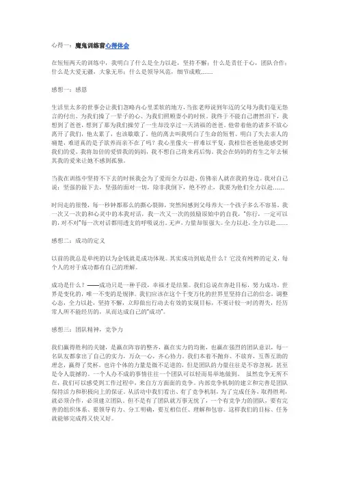 魔鬼训练的体会