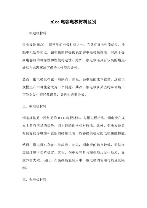 mlcc电容电极材料区别