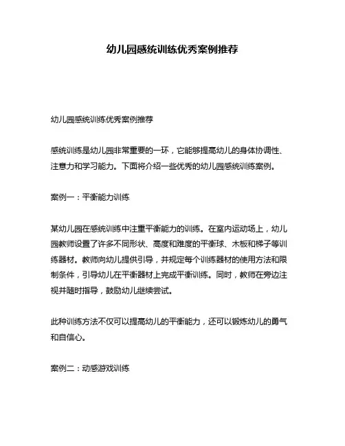 幼儿园感统训练优秀案例推荐