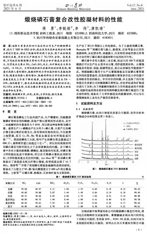煅烧磷石膏复合改性胶凝材料的性能