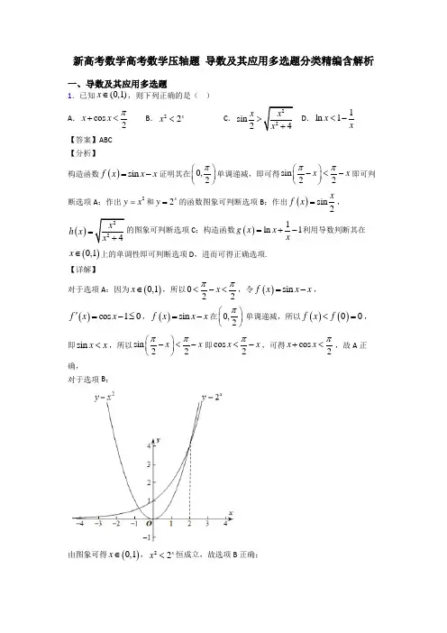 新高考数学高考数学压轴题 导数及其应用多选题分类精编含解析