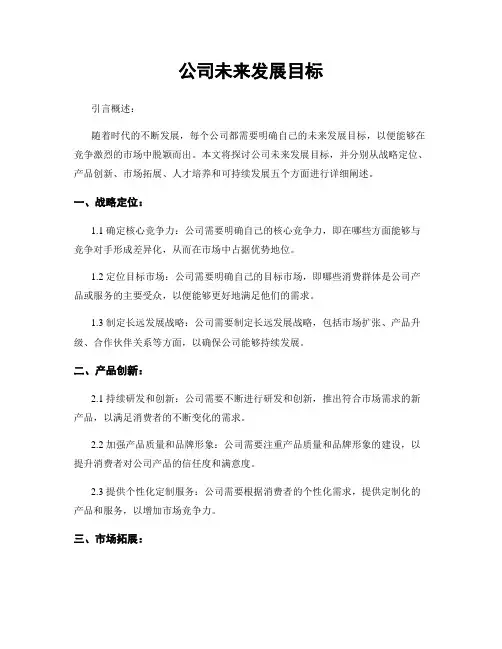 公司未来发展目标
