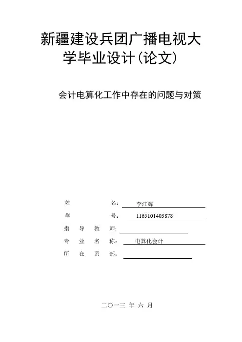 会计电算化工作中存在的问题与对策毕业论文