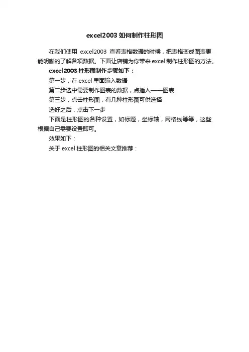 excel2003如何制作柱形图
