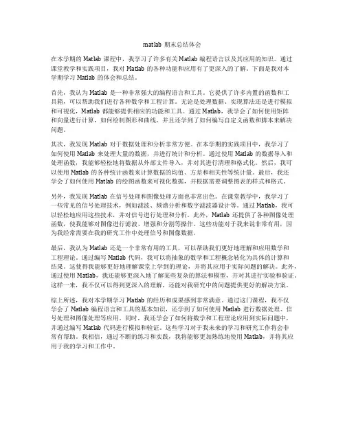 matlab期末总结体会