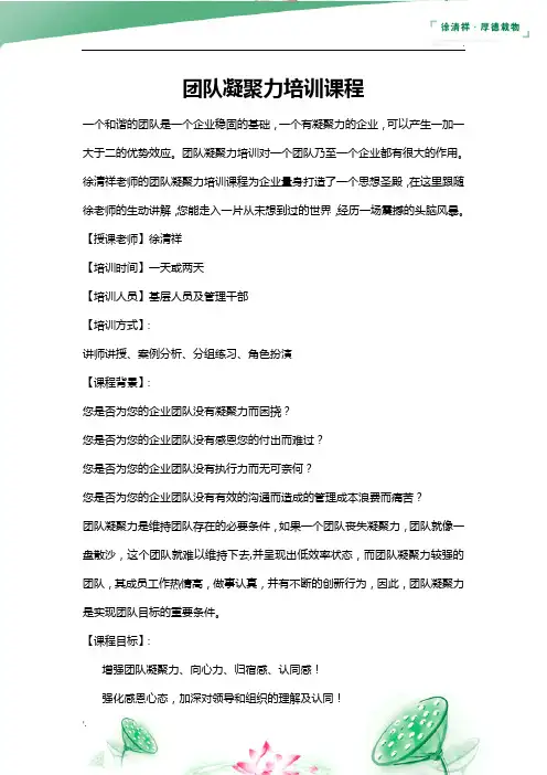 团队凝聚力培训课程
