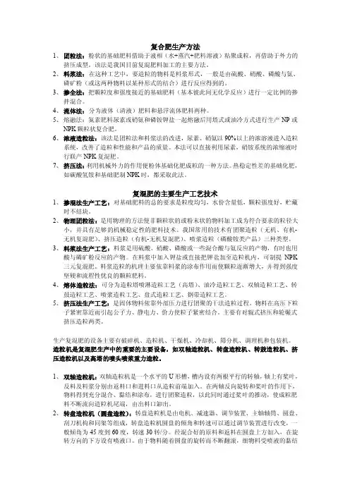 复合肥生产方法与主要生产工艺