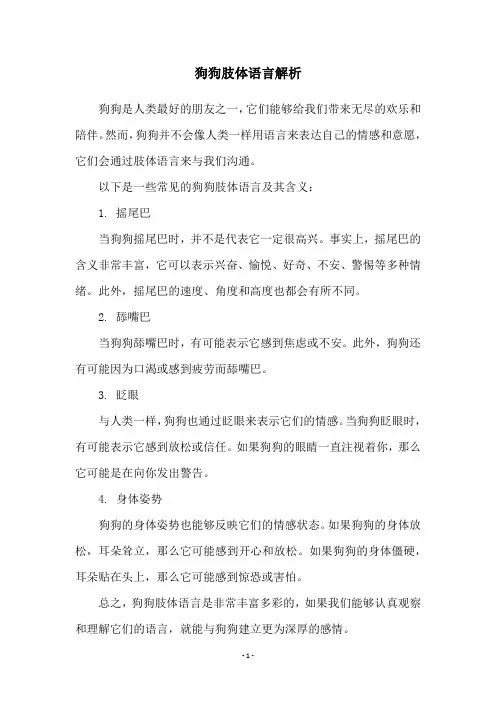 狗狗肢体语言解析