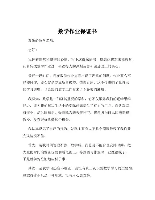 数学作业保证书