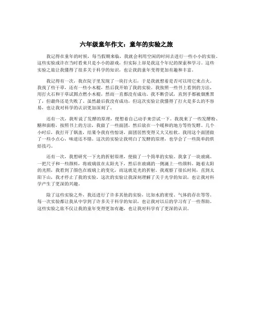 六年级童年作文:童年的实验之旅