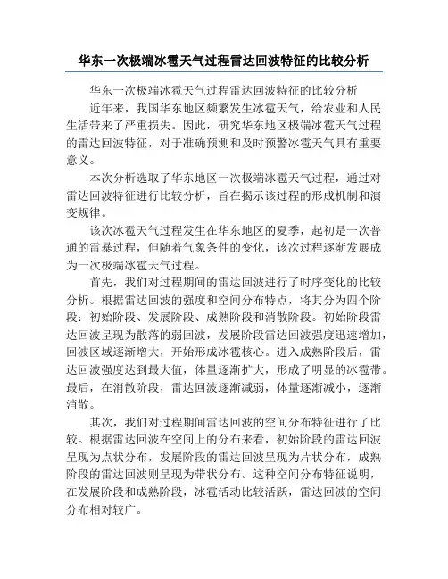 华东一次极端冰雹天气过程雷达回波特征的比较分析