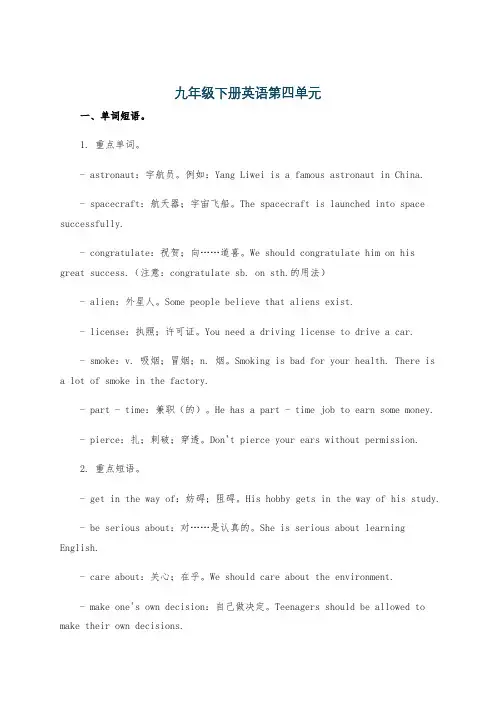 九年级下册英语第四单元