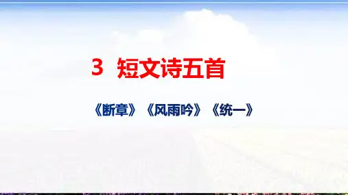 九年级语文部编版下册第3课短诗五首：《断章》《风雨吟》《统一》(37张PPT)