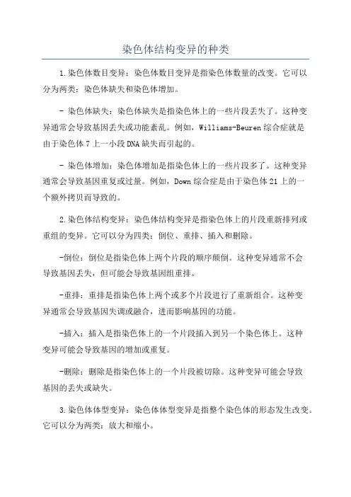 染色体结构变异的种类