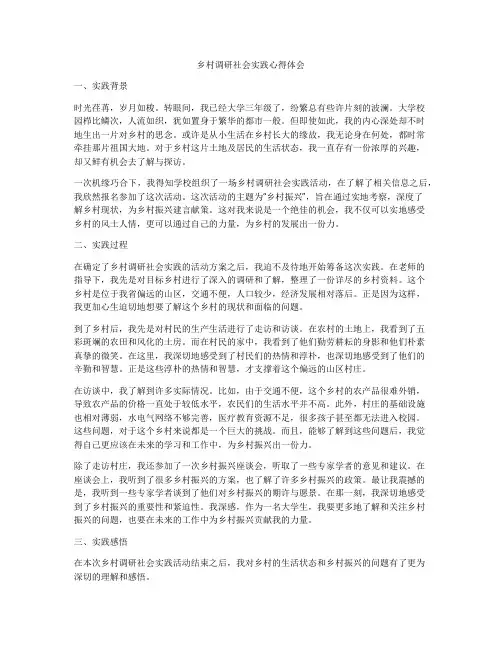 乡村调研社会实践心得体会