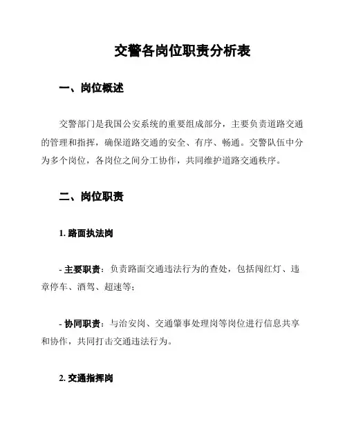 交警各岗位职责分析表