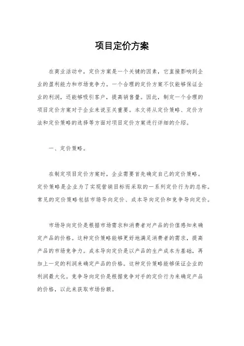 项目定价方案